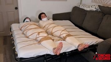 Mia Hope and Skull Candy Bri – Gagged, Wrapped, Roped and Foot Rubbed (Cinched and Secured)