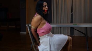 Nadia White – Pink Chair Bondage