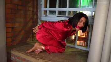 Sarah Wild – Satin Bound Sarah, Bound and Gagged With Her Satin Scarves by Intruder