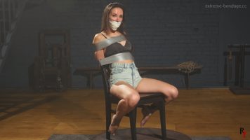 Sebastyana – Bound to Chair, Sock Gagged and Sealed with Microfoam Tape