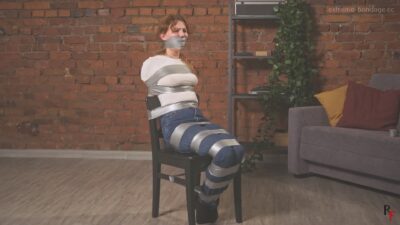 Bramble – Tight Chair Tape Bondage with Sponge-Stuffed and Taped Mouth